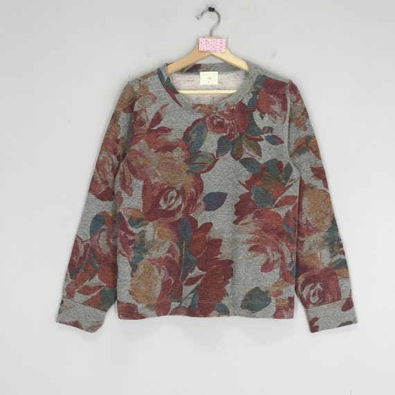 Vintage Retro Pop Art Floral Ladies Sweatshirt Be… - image 1