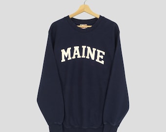 Vintage 90's Maine Blue Sweatshirt Medium Maine Usa Spell Out Sweater Maine Crewneck Maine City Pullover Maine Us States Jumper Maine Size M