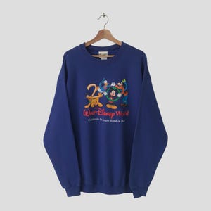 Vintage 90's Walt Disney World Blue Sweatshirt Large Mickey Mouse