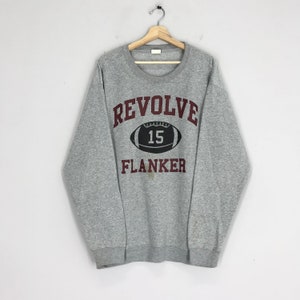 Vintage rugby sports flanker position stars athletic pullover gray sweatshirt sportswear crewneck