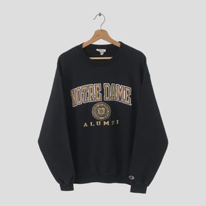 Vintage 90s Notre Dame Ncaa Black Sweatshirt Large University Of Notre Dame Spell Out Sweater Notre Dame Crewneck Notre Dame Pullover Size L