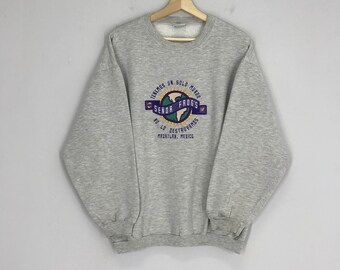 Vintage Senor Frog's Mazatlan New Mexico Booster License Plate Restuarant Sports Bar embroidered sweatshirt gray pullover