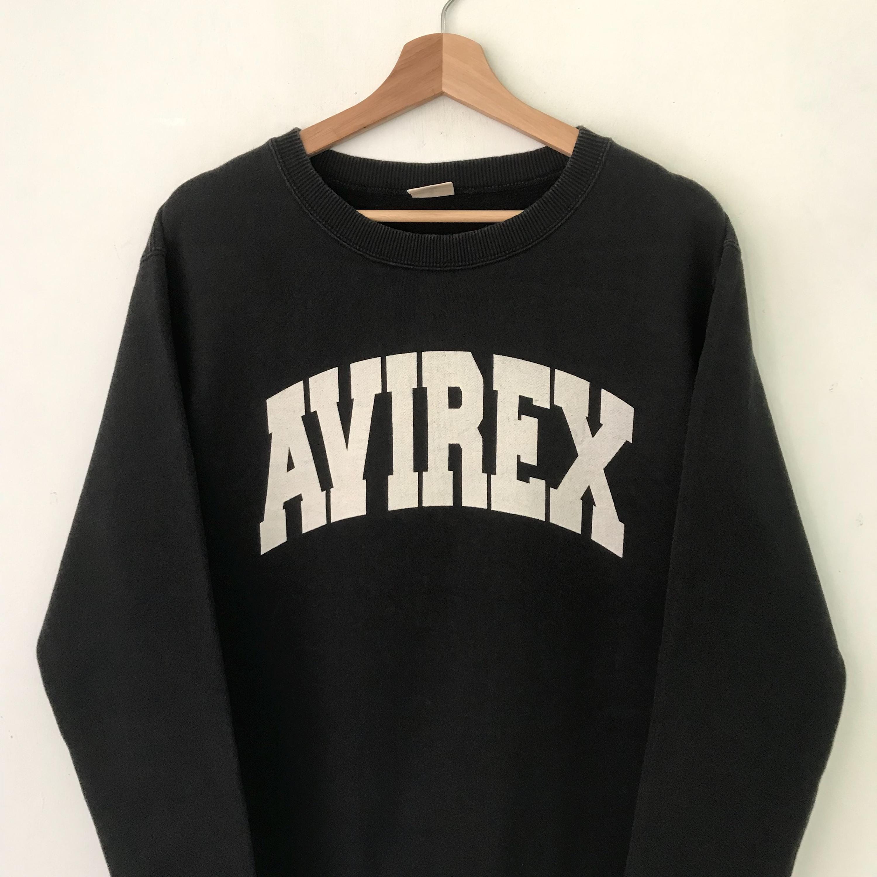 Vintage Avirex Usa Black Sweatshirt Medium Avirex Spell Out Big 