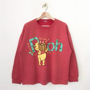 Vintage Winnie The Pooh Red Sweatshirt Large Pooh Bear Honey Cartoon Walt Disney Pooh Crewneck Pooh Disneyland Pullover Pooh Sweater Size L