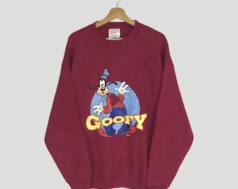 Vintage 90's Goofy Maroon Sweatshirt Large Goofy Walt Disney Cartoon Big Printed Sweater Goofy Walt Disney Character Crewneck Jumper Size L