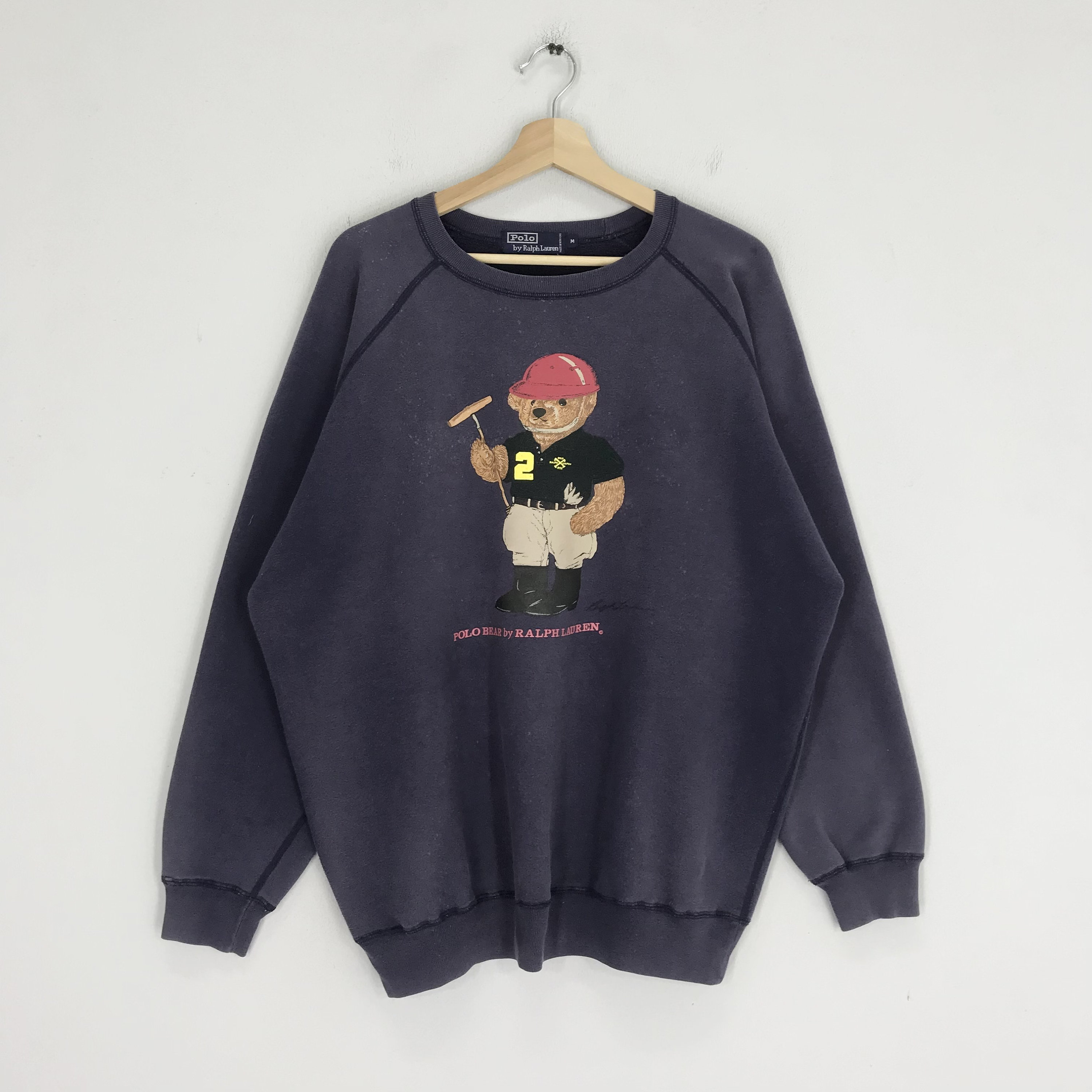 Vintage polobeer van Ralph Lauren Sweatshirt Polobeer VS Ralph Lauren ronde hals polobeer sportkleding trui polo sporttrui maat L Etsy Nederland