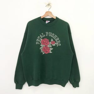 Vintage 90's Petal Pushers Green Sweatshirt Large Petal Pushers Rose Parade The Lutheran Hour 1996 Graphic Sweater Pullover Jumper Size L