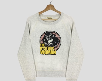 Vintage 90's Hysteric Glamour Japan Grey Sweatshirt Hysteric Glamour The Hysteric Woman Printed Sweater Japanese Street Wear Jumper Size M