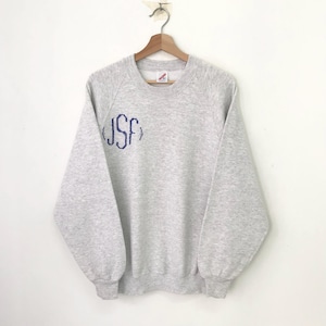 Vintage 90&#39;s Jerzees Plain Graphic Gray Sweatshirt Xlarge Jerzees Usa Spell Out Sweater Jerzees  Crewneck Jerzees Pullover Jumper Size XL