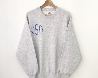Vintage 90's Jerzees Plain Graphic Gray Sweatshirt Xlarge Jerzees Usa Spell Out Sweater Jerzees  Crewneck Jerzees Pullover Jumper Size XL