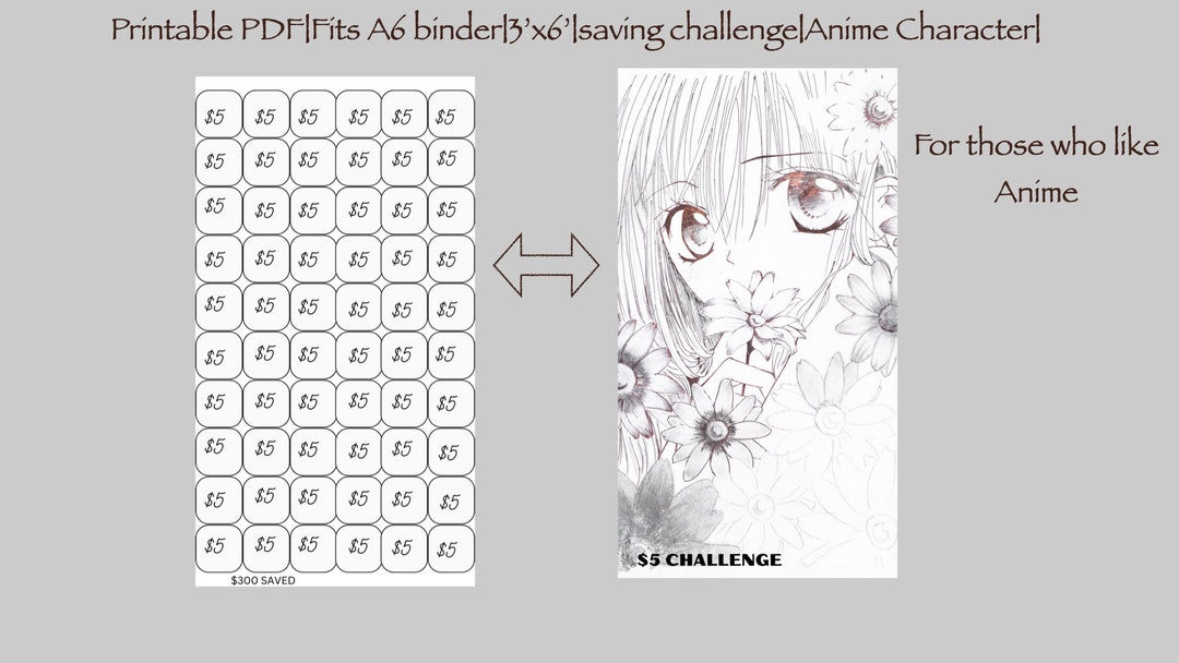 Anime Design Saving Challenge Money Saving Game for Anime Fans Saving ...