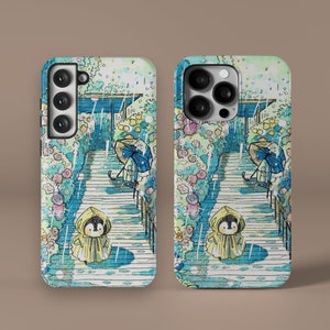 Acuarela lloviendo pingüino funda protectora para teléfono para iPhone 14 13 12 11 XS XR mini MagSafe Samsung Galaxy S23 S22 S21 S20 Plus Ultra Pixel 7