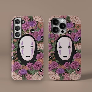 Cartoon No Face Flowers Phone Case for iPhone 11 12 13 14 Pro Max Mini X Xr Xs Max 7 8 Plus, Anime Samsung Galaxy S23 S22 S21 S20 Ultra FE