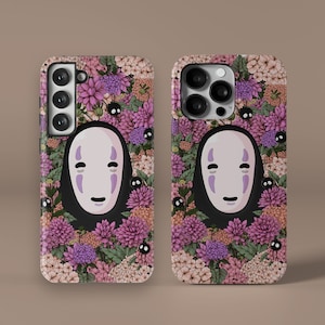 Cartoon No Face Flowers Phone Case for iPhone 11 12 13 14 Pro Max Mini X Xr Xs Max 7 8 Plus, Anime Samsung Galaxy S23 S22 S21 S20 Ultra FE