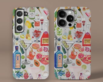 Custodia per telefono MagSafe Coquette Martini Collage, Y2K Cocktail Estetica iPhone 15 14 13 12 11 X Pro Max Plus Custodia per Samsung Galaxy S24 S23 S22 S21