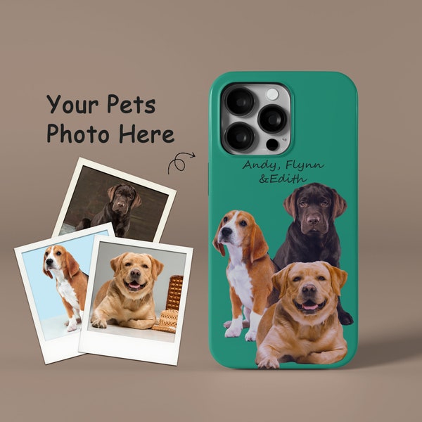 Étui de téléphone pour animaux de compagnie personnalisé | Couverture personnalisée de portrait de chien | Cadeau commémoratif chien/chat | Cadeaux pour les amoureux des chiens et la perte d'animaux de compagnie | Coques iPhone/Samsung