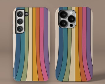 Colorful Rainbow Stripes Aesthetics Phone Case for MagSafe iPhone 14 13 12 11 Pro Max X Plus Mini Samsung Galaxy S23 S22 Ultra Pixel 7 Tough