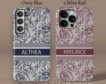 Nombre personalizado Funda de teléfono Toile iPhone 15 Pro Max MagSafe 14 Plus 11 12 13 Mini Xs SE Regalo de monograma personalizado Galaxy S24 S23 Ultra MagSafe