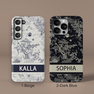 Toile De Jouy Gepersonaliseerde Telefoonhoesje iPhone 13 Mini 14 Pro Max MagSafe 14 Plus Custom Naam Case 12 Xs 8 11 SE Galaxy S23 S22 Ultra Pixel 7