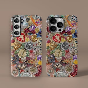 Vintage Mosaik Charme MagSafe Handyhülle, Mosaikfliesen Kunstästhetik iPhone 15 14 13 12 11 Pro Max Plus Samsung Galaxy S24 S23 S22 S21 Hülle