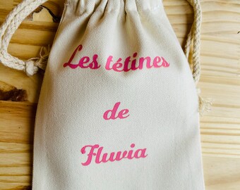 Petit sac  personnalisé avec prénom - Panier personnalisé - Petit Sac tétine - sac tétine cadeau naissance.