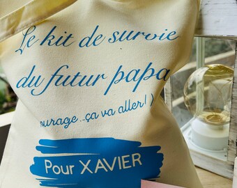 Sac kit de survie pour futur papa / Sac maternité pour futur papa / Pochon papa / sac annonce grossesse / pochon personnalisé naissance