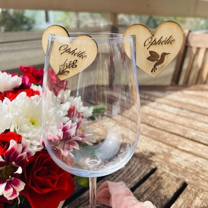 Marque-place pour verre – Marque-place en bois personnalisable – Mariage, anniversaire, baptême, décoration événementielle - Marque place.