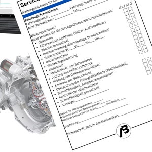 Service certificate car inspection maintenance certificate as PDF for car repair shop