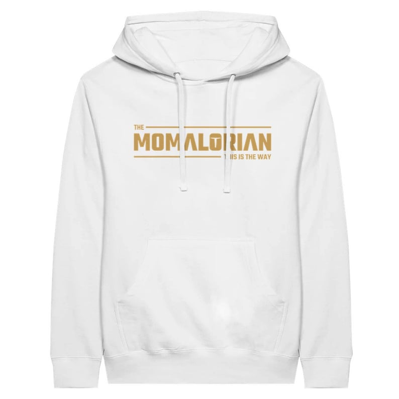 Idea regalo per la festa della mamma Felpa con cappuccio Momalorian per la mamma Felpa con cappuccio Star Wars Regalo per la festa della mamma per la neomamma Regalo Mandalorian per la festa della mamma White