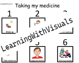 Social story, sequencing visuals - taking my medicine
