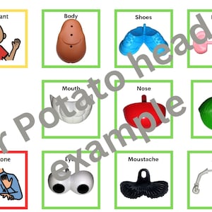 Mr Potato Head Communication Board - Printable visual for children, autism, speech