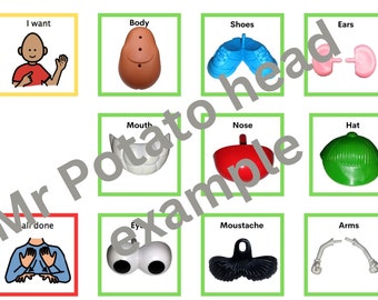 Mr Potato Head Communication Board - Printable visual for children, autism, speech