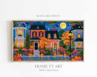 Halloween Frame TV Art, Colorful Haunted House Digital Download, Whimsical Halloween Decor, Maximalist Fall Samsung Frame TV Art