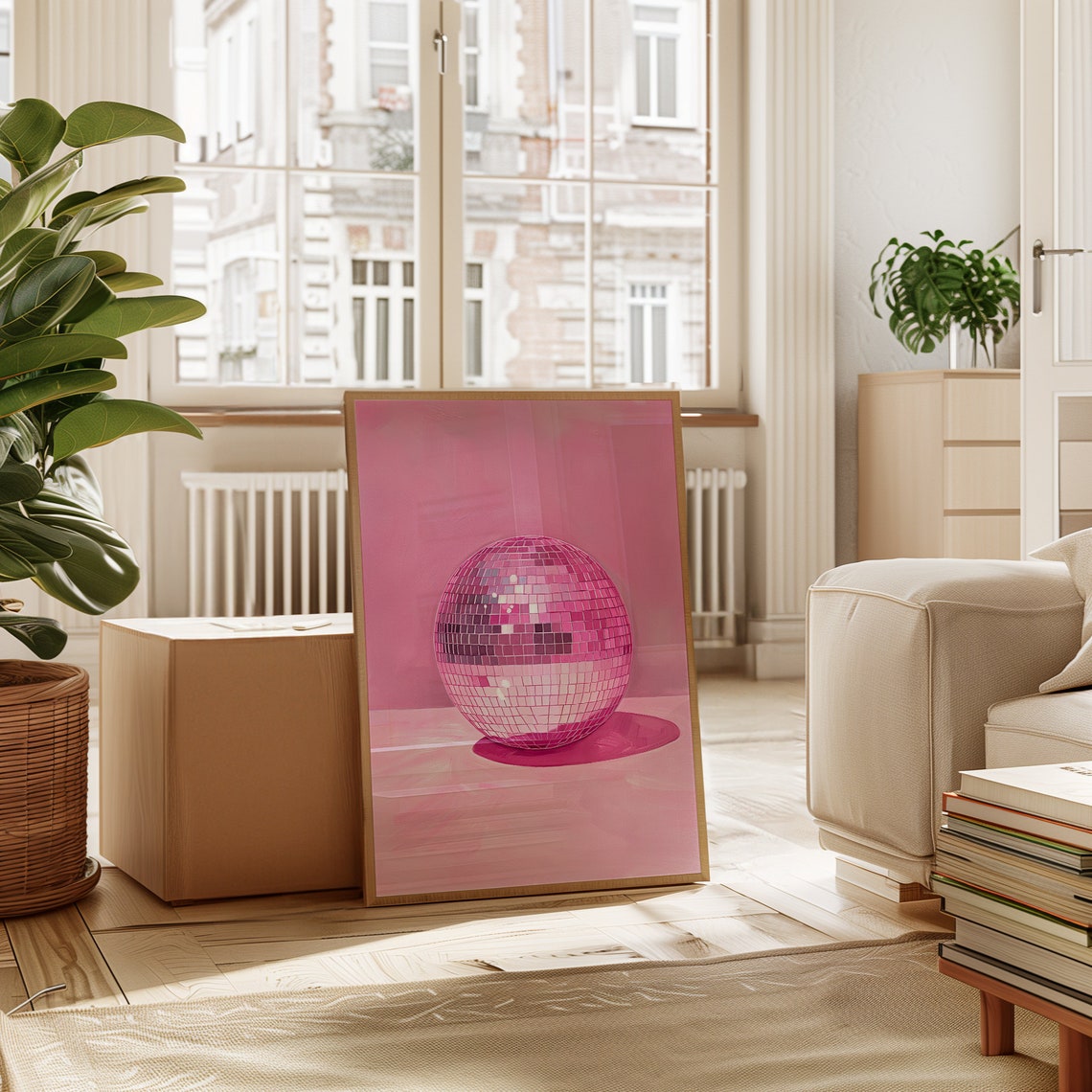 Dopamine Printable Wall Art, Disco Ball Maximalist Painting, Bright ...