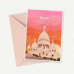 Carte Postale Paris · Montmartre Mini affiche · Impression d'art Paris France · Cadeau Voyage