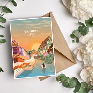 Carte Postale Colmar - Mini affiche Alsace - France - Travel poster