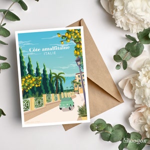 Carte Postale Côte Amalfitaine - Mini affiche ITALIE