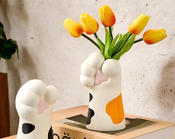 Cute Cat Paw Vase, Cute Gift Home Decor, Kitten Gift, Cute Kitten Paw Vase, Gift For Cat Lovers, Cat Gifts