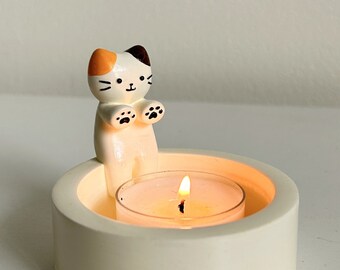 Cute Calico Cat Candle Holder, Kitten Home decor, Cat Gift, Kitten Gift, Cat Home Decor, Animal Home decor, Gift for Cat Lover