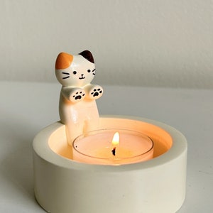 Cute Calico Cat Candle Holder, Kitten Home decor, Cat Gift, Kitten Gift, Cat Home Decor, Animal Home decor, Gift for Cat Lover