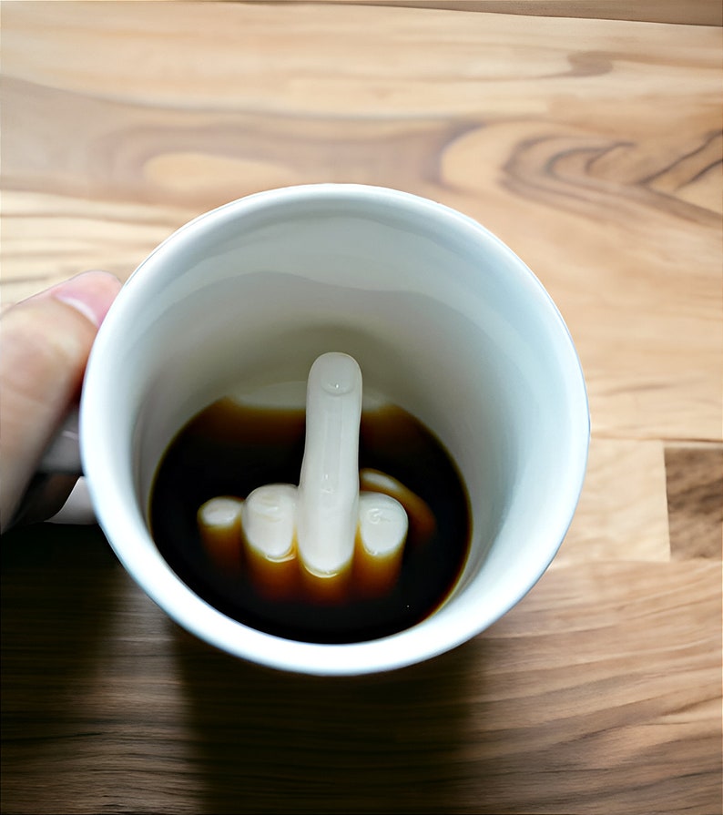Funny Middle Finger Coffee Mug, Rude Humor Cup, Creative Gift for Boyfriend, Gift for Bachelor Party, Unique Prank Gift Idea Sarcastic zdjęcie 3