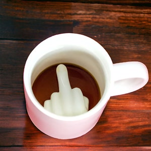 Funny Middle Finger Coffee Mug, Rude Humor Cup, Creative Gift for Boyfriend, Gift for Bachelor Party, Unique Prank Gift Idea Sarcastic zdjęcie 2