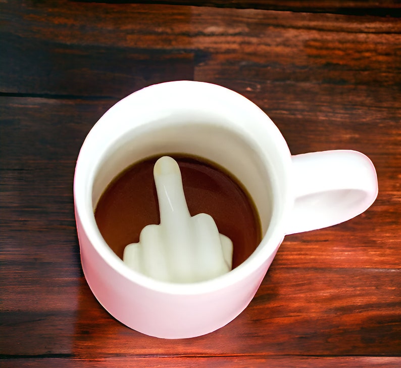 Funny Middle Finger Coffee Mug, Rude Humor Cup, Creative Gift for Boyfriend, Gift for Bachelor Party, Unique Prank Gift Idea Sarcastic zdjęcie 2