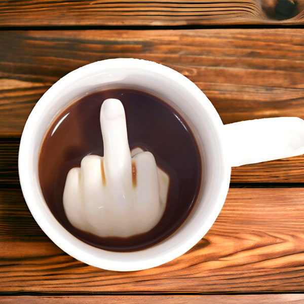 Funny Middle Finger Coffee Mug, Rude Humor Cup, Creative Gift for Boyfriend, Gift for Bachelor Party, Unique Prank Gift Idea Sarcastic