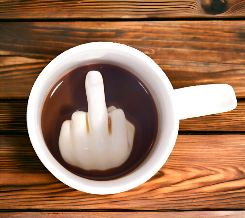 Funny Middle Finger Coffee Mug, Rude Humor Cup, Creative Gift for Boyfriend, Gift for Bachelor Party, Unique Prank Gift Idea Sarcastic zdjęcie 1