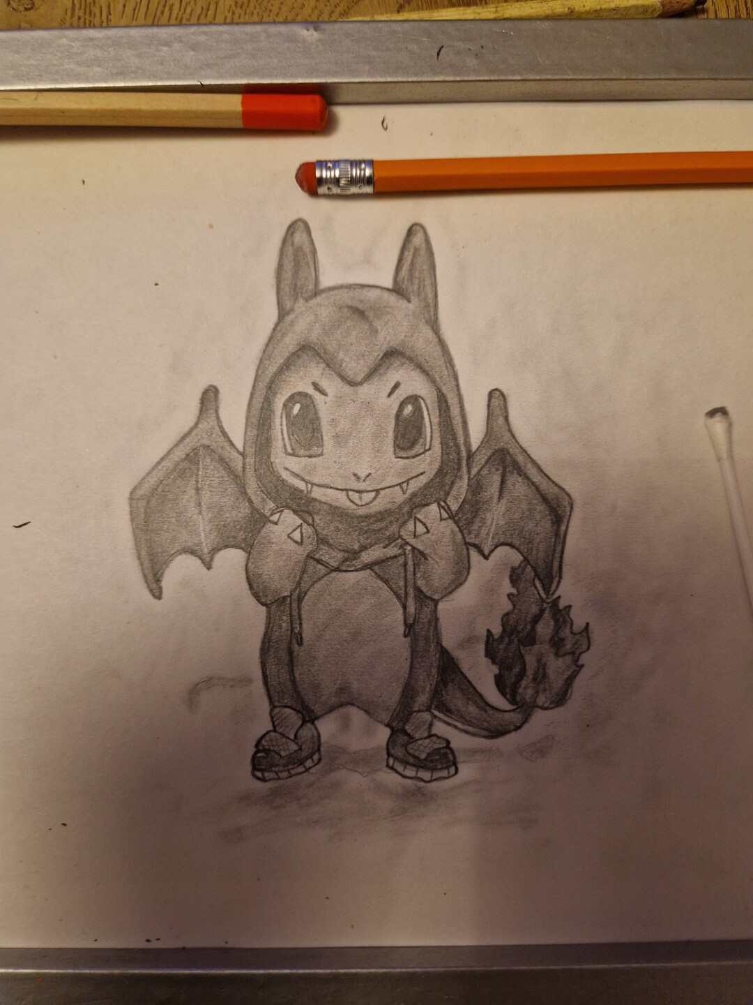 Pokemon Charmander Wearing Charizard Poncho Pencil Drawing - Etsy