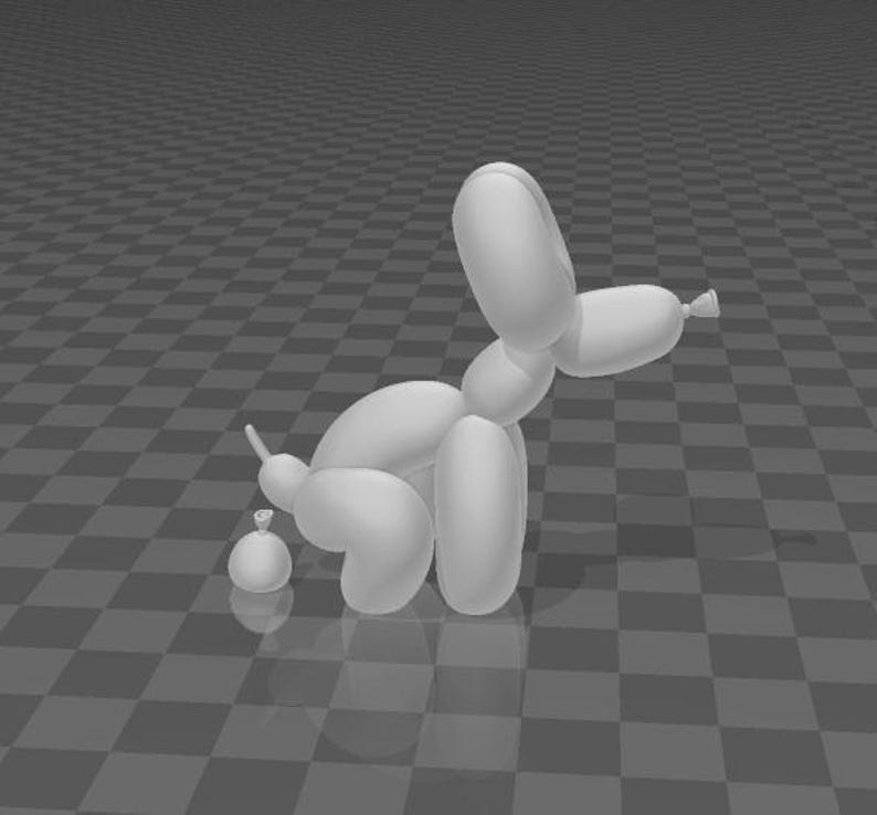 3D-utskriftsfil för hund som bajsar och skiter, 3D-skitande hund STL-fil, hund som sitter på huk och sitter med 3D-skrivare, digital nedladdning bild 2