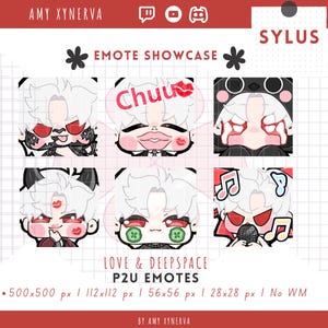 Sylus Cute Silly Emotes Pack x6 | Love and Deepspace | Cute VTuber/ Streamer Assets | Twitch/Discord/Youtube