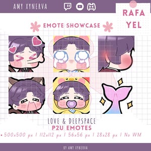 Rafayel Cute Silly Emotes Pack x6 | Love and Deepspace | Cute Streamer/ VTuber Assets | Twitch/Discord/Youtube