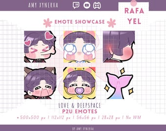 Rafayel Love and Deepspace Emotes | Cute VTuber/Streamer Assets (Digital Download)